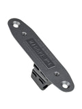 Trek Madone SLR 2019 black downtube cable stop and battery mount with cable guide for road bike components.