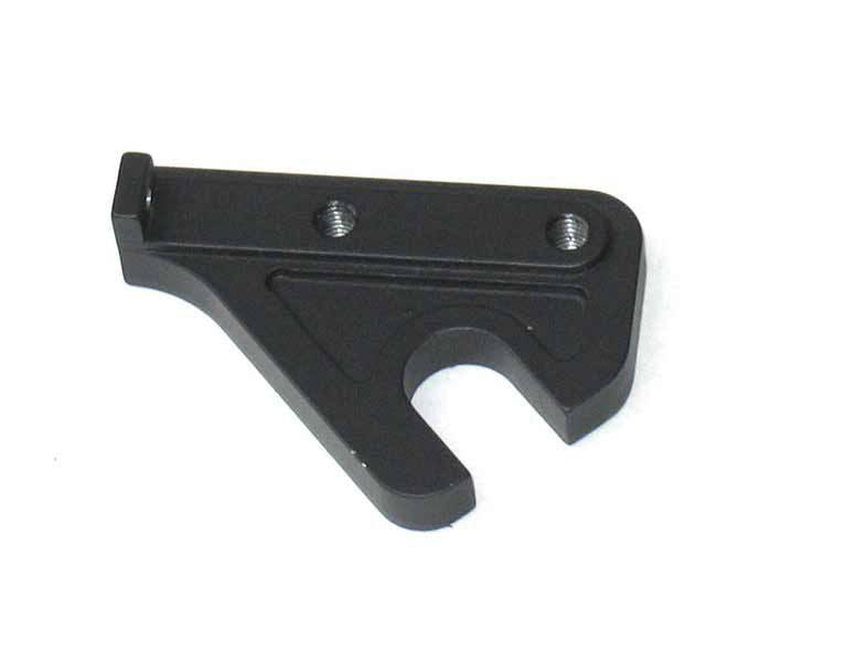 Identiti Krisis SL hanger spare part for precise derailleur alignment and frame protection, shown in black with mounting hardware.