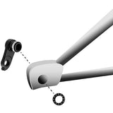 Black alloy M Part gear hanger for KTM bikes, made from cold-forged 6061 aluminum, component for motorcycle maintenance.