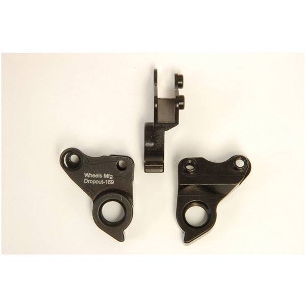 Wheels Manufacturing replaceable derailleur hanger dropout, CNC machined upgrade for bike components, mounted on a bicycle frame.