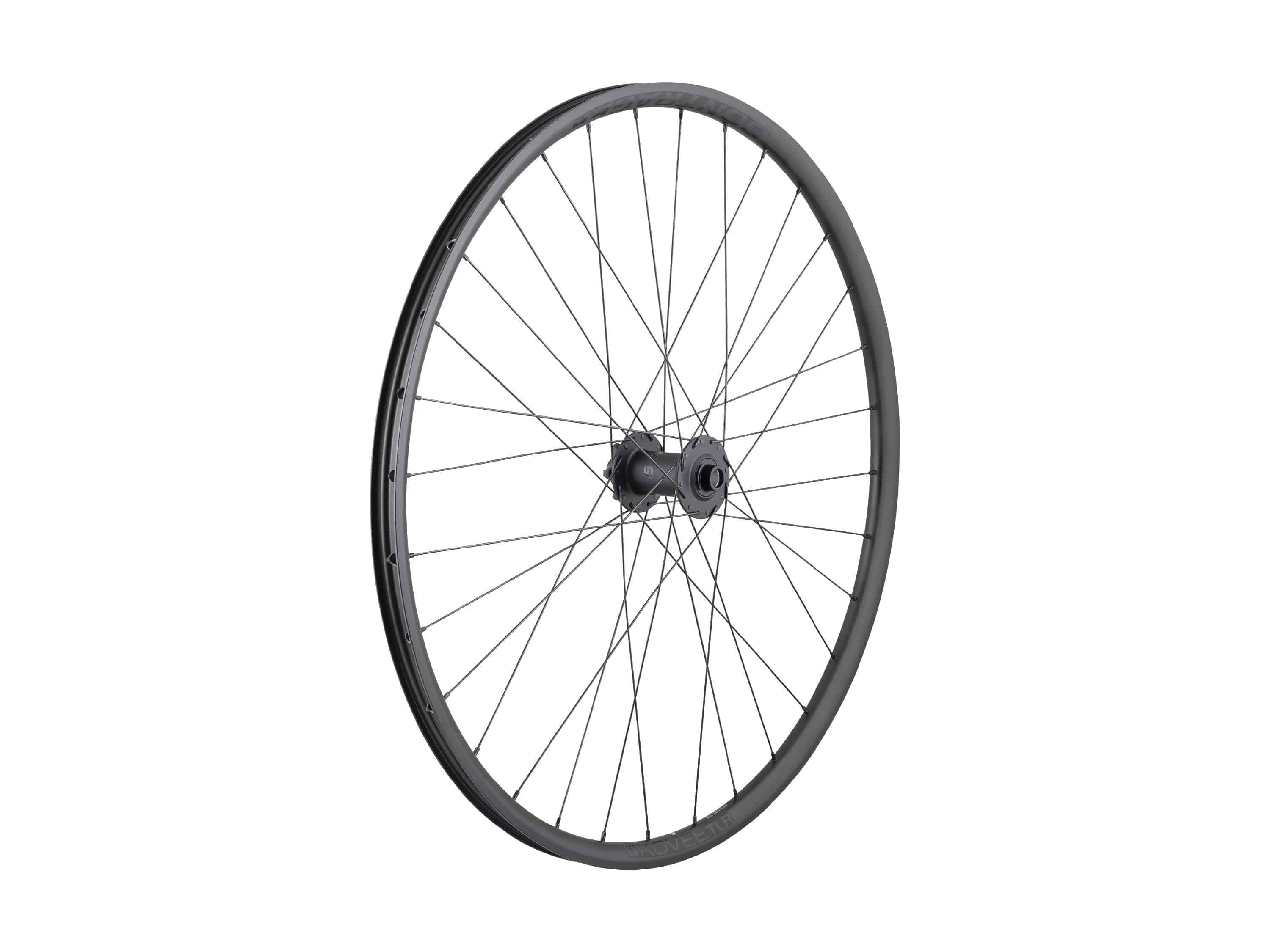 Bontrager Kovee TLR 29 MTB wheel with 32 spokes, tubeless-ready rims, and Rapid Drive 54 hub for mountain biking.