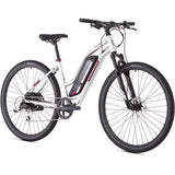 Ridgeback Arcus 1 open frame women’s e-hybrid bike with Shimano Acera gears and disc brakes, ready for urban commuting.