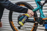 Gtechniq Bike Clean Premium bicycle cleaner with Smart Surface Technology, shown in workshop setting.