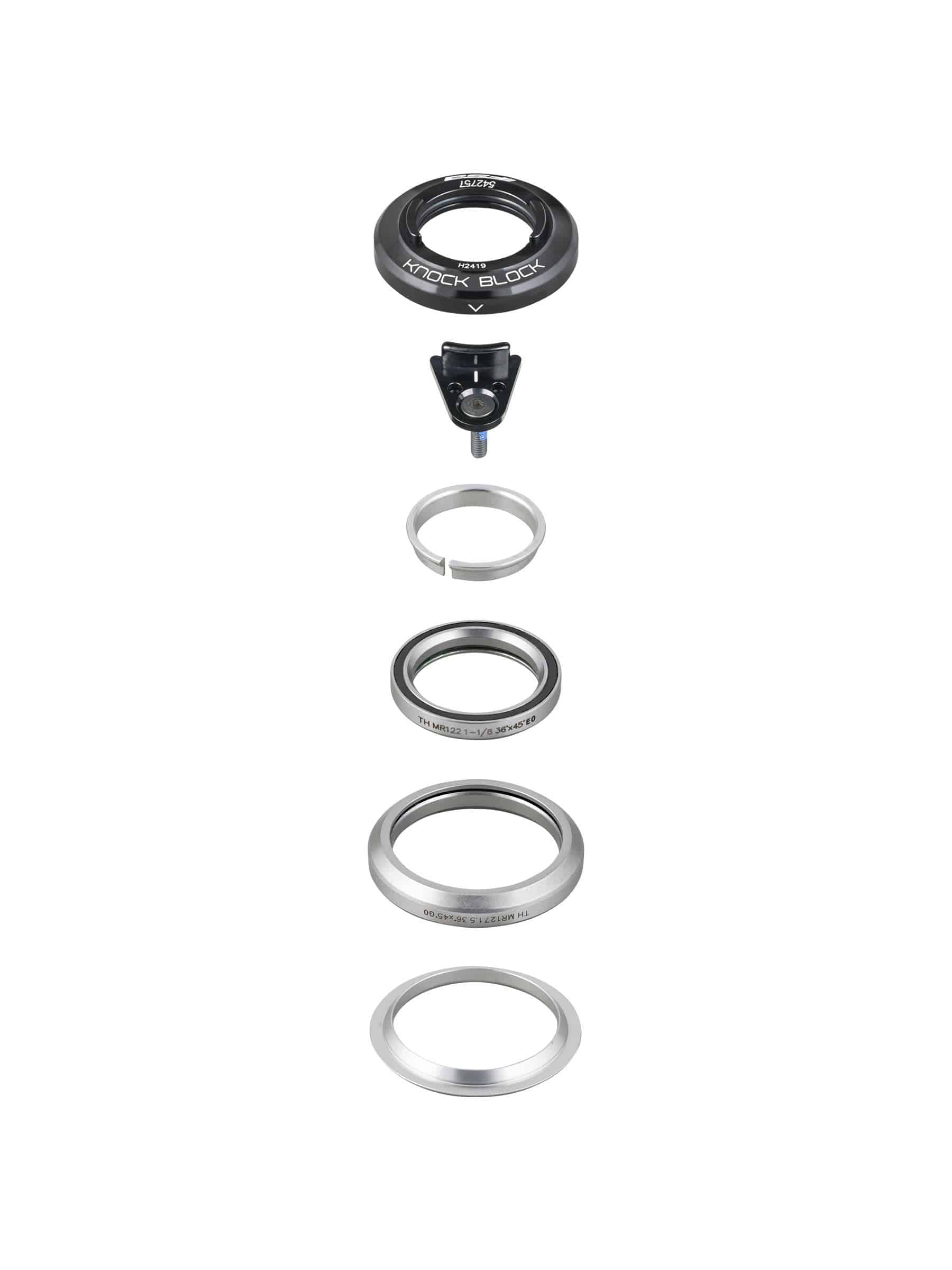 Trek Knock Block 58-degree headset assembly with display chip, black, 28.6mm, 1-1/8-inch bike component for mountain bikes