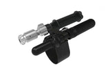 Topeak Tubi Master black tubeless tyre repair and CO2 inflation kit with mounting module, showing tools and components for bike tyre maintenance