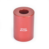 Wheels Manufacturing 30mm replacement speed spacer for WMFG large bearing press, shown in a workshop setting.