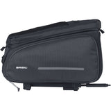 Black Basil Move Trunkbag MIK bike bag with expandable design and adapter plate, suitable for 10-26L capacity, cycling accessories.