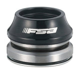 FSA No. 44E tapered headset 1.1/8" to 1.25" with 15mm alloy top cap installed on a bicycle fork.