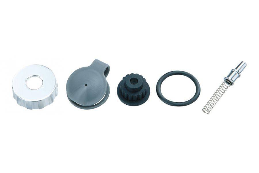 Topeak Peak DX II pump rebuild kit in black with replacement parts for efficient bike inflation and maintenance.