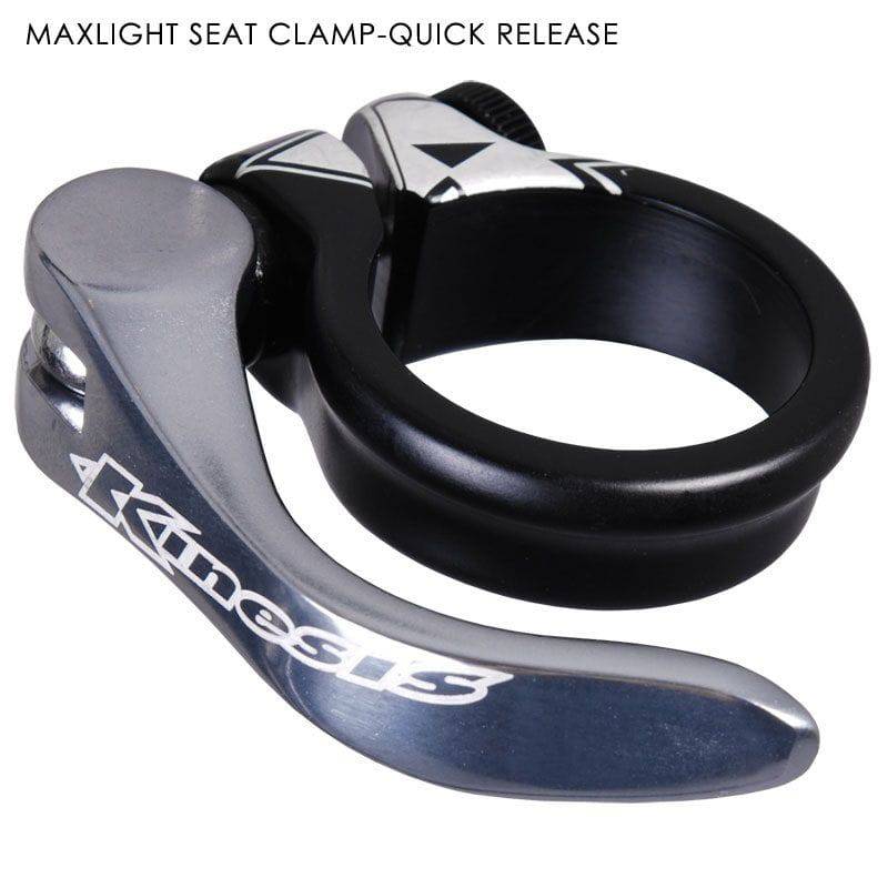 Silver KUK Upgrade quick release seat clamp for 31.8mm bike seatposts, durable cycling component for secure seat attachment.
