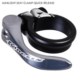 Silver KUK Upgrade quick release seat clamp for 31.8mm bike seatposts, durable cycling component for secure seat attachment.