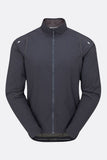 Rab VR Cinder Softshell Cycling Jacket in ebony, showcasing wind-resistant fabric and Vapour-Rise™ technology for outdoor biking.