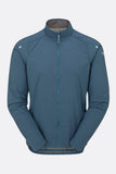 Rab VR Cinder Softshell Cycling Jacket in Orion Blue with Vapour-Rise™ technology, wind-resistant outdoor clothing for cycling.