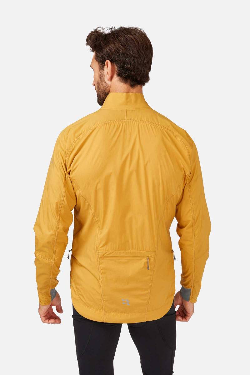 Rab VR Cinder softshell cycling jacket with Vapour-Rise™ technology, shown from the back in Sahara color, designed for wind protection.