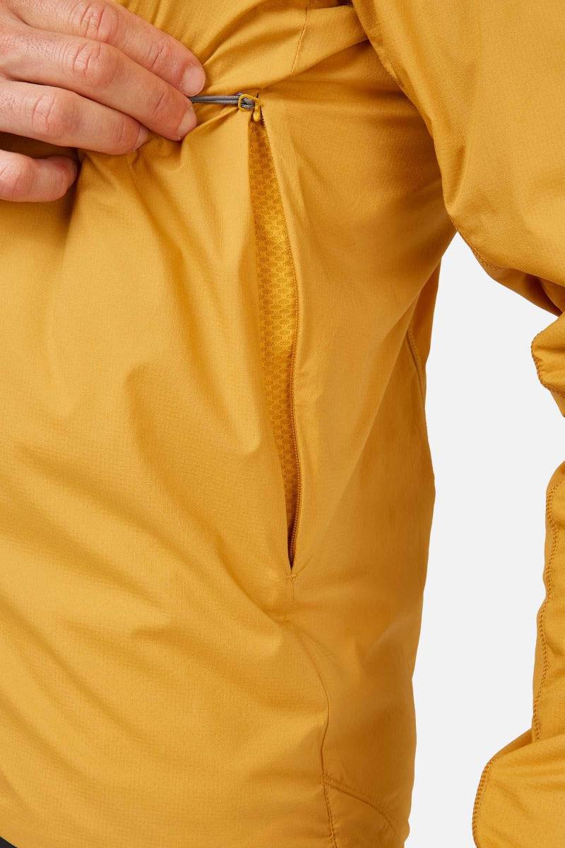 Rab VR Cinder Softshell Cycling Jacket with Vapour-Rise™ technology, shown in Sahara color with detailed fabric and windproof features.