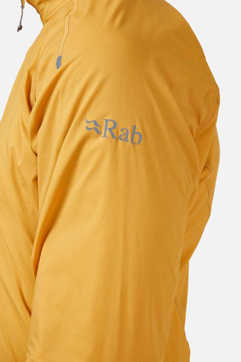 Rab VR Cinder Softshell Cycling Jacket with Vapour-Rise™ technology, shown in Sahara color, featuring windproof design and detailed fabric texture.