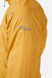 Rab VR Cinder Softshell Cycling Jacket with Vapour-Rise™ technology, shown in Sahara color, featuring windproof design and detailed fabric texture.