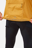Rab VR Cinder Softshell Cycling Jacket with Vapour-Rise™ technology, windproof fabric, in Sahara color, detailed view of the jacket.