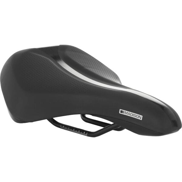 Madison Roam E Saddle for e-bikes, unisex cycling seat with ergonomic design and comfortable padding for smooth rides.