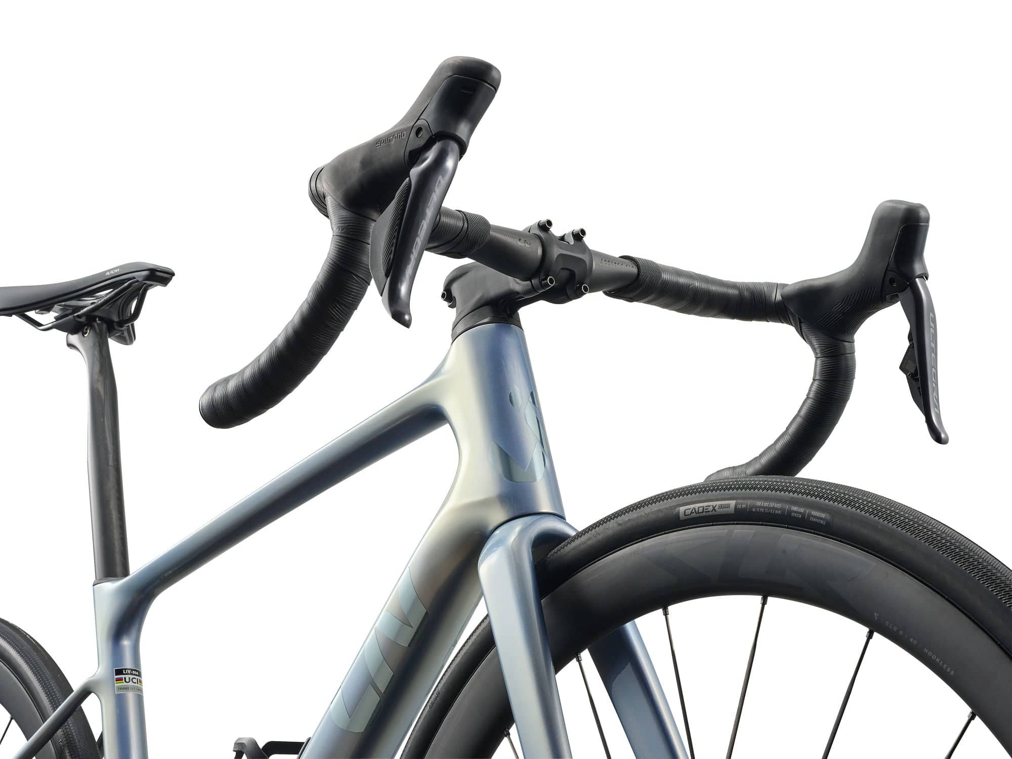 Liv Avail Advanced Pro 0 road bike with lightweight frame, aerodynamic design, and sleek black finish, ideal for endurance riding.