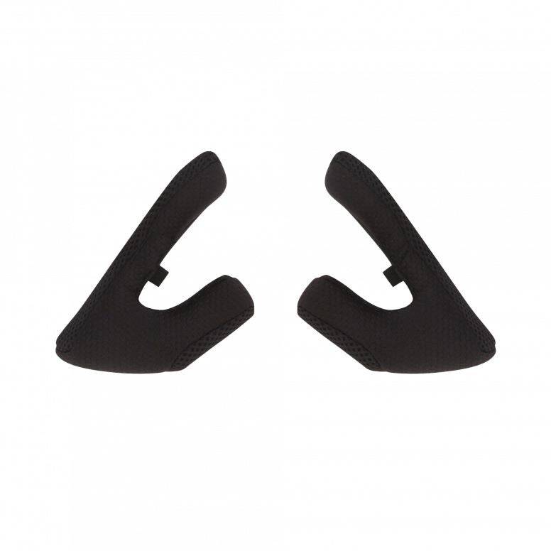 Black MET Parachute MCR helmet cheek pads set with 30mm thickness, replacement parts for motorcycle helmet comfort and fit.