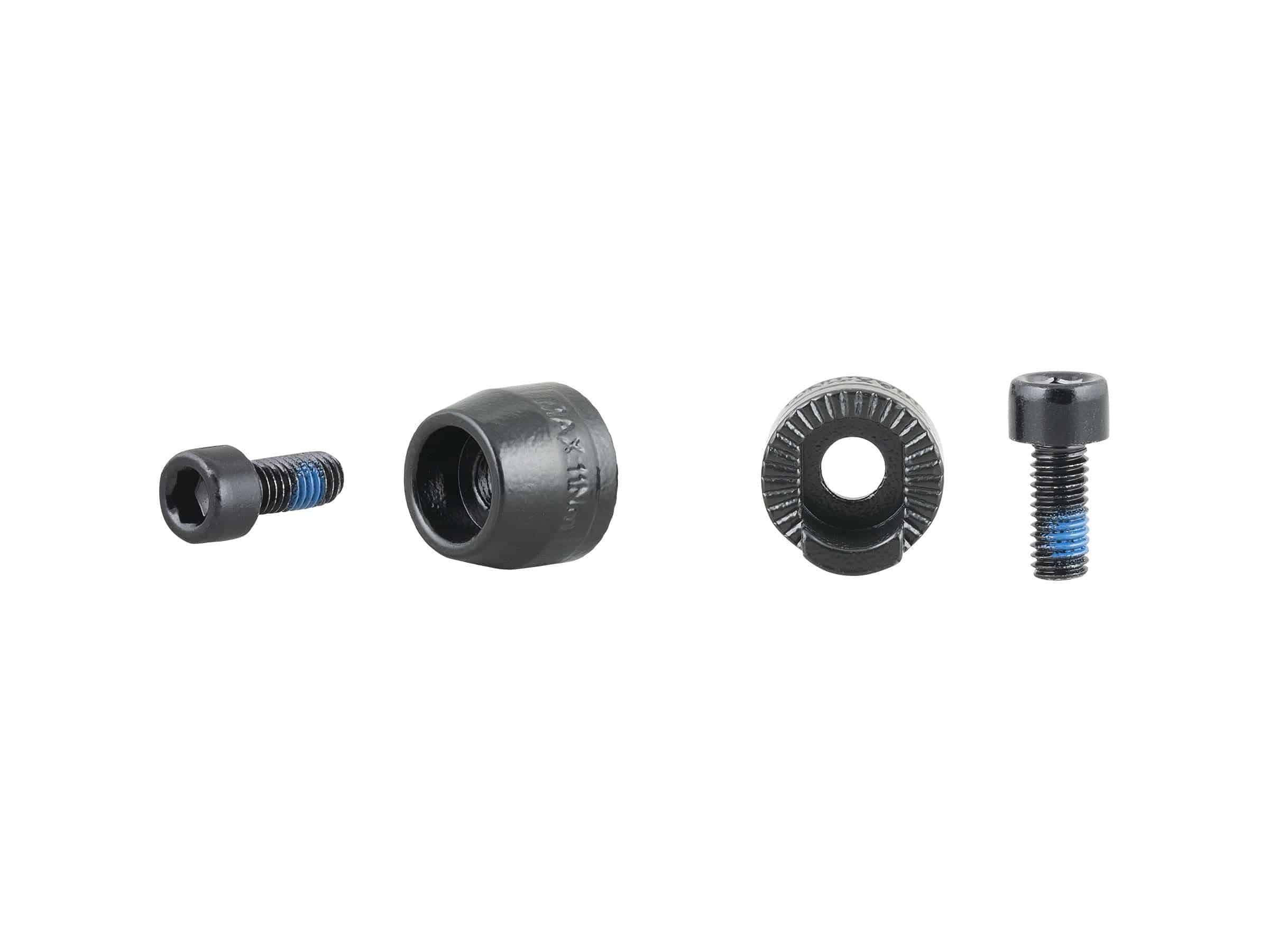 Black Trek Hyena V4 rear freehub axle nut washer kit for hub motor, component replacement part for bicycle drivetrain.