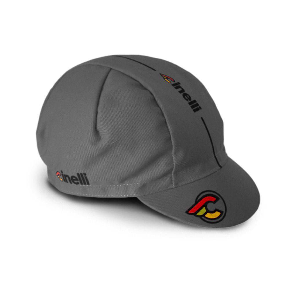 Gray Cinelli Supercorsa cotton cap, unisex cycling and casual headwear, featuring a classic design and comfortable fit.