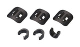 Set of three BBB HydroGuide adhesive hydraulic hose guides for bike cable management, designed to organize and secure hydraulic hoses.