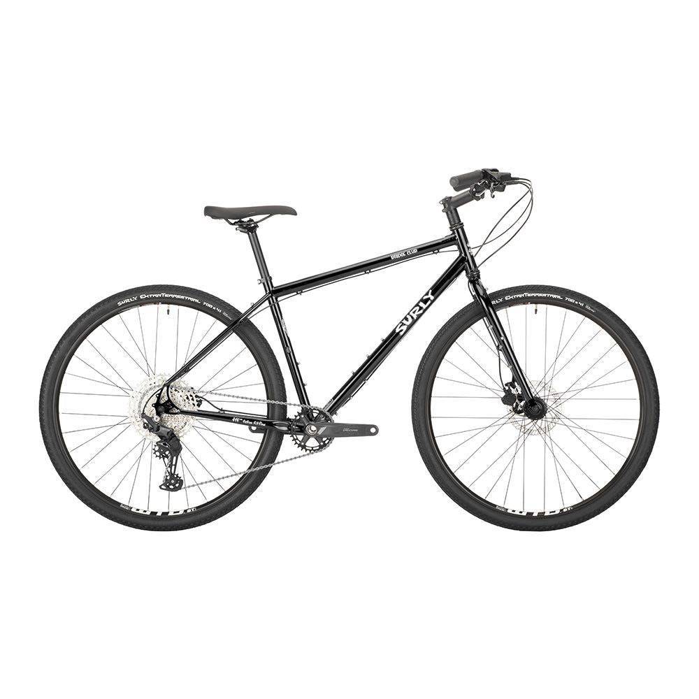Surly Bridge Club 700c touring bike with drop handlebars and rugged frame, designed for versatile multi-surface adventure riding.