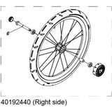 Thule right hand wheel assembly for Cross and Lite 17-X stroller, accessory replacement with visible wheel details.