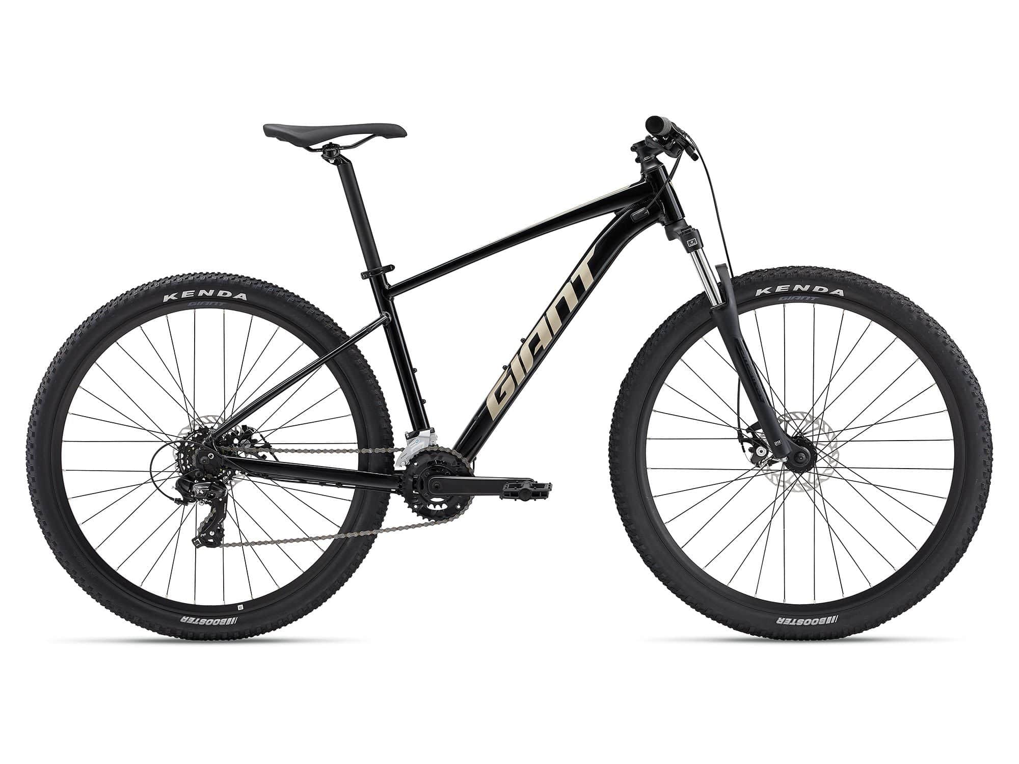 Giant Talon 4 mountain bike with large frame, Shimano Tourney gears, disc brakes, ready for off-road riding.