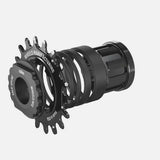 Wheels Manufacturing Solo-Spline 18T single speed conversion kit for micro spline hubs in black, showing the compact gear components.