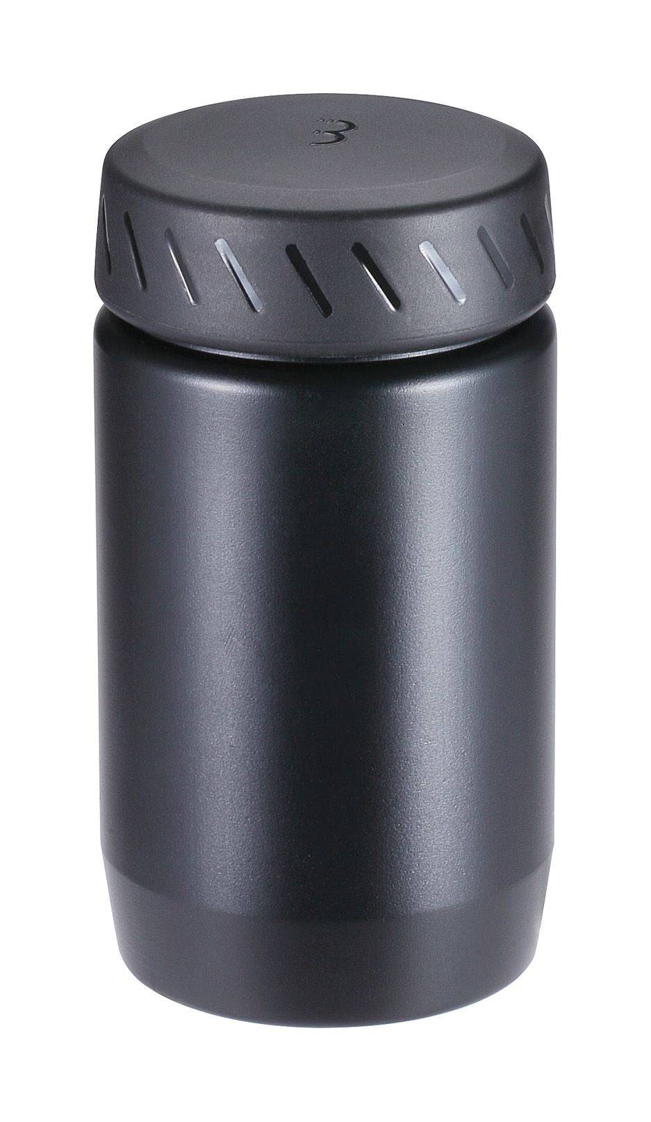 BBB BTL-18S water bottle can, compact bike storage and hydration accessory, with a sleek black design and secure mounting features.