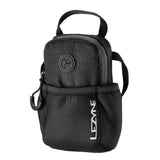 Lezyne Phone Caddy in black, a compact water-resistant organizer for smartphone and essentials, shown in close-up view.