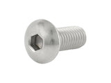 Trek M5x12mm silver button head cap screw for bicycle frames and accessories, showcasing the threaded metal component.