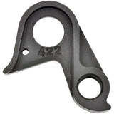 Wheels Manufacturing replaceable derailleur hanger dropout 422, bike component for precise shifting, shown on a bicycle frame.