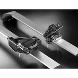 Elite San Remo Race locking roof carrier for bikes with carbon fork protection, mounted on a vehicle roof, with secure straps.