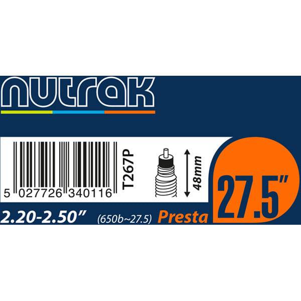 Nutrak 26x4.0-4.3 inch Presta valve inner tube for fatbike tires, 1.3mm thick butyl rubber, bicycle component.