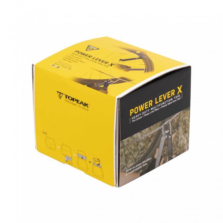 Topeak Power Lever X bike tool set with Master Link pliers and valve tool, workshop kit in a display box for bike maintenance