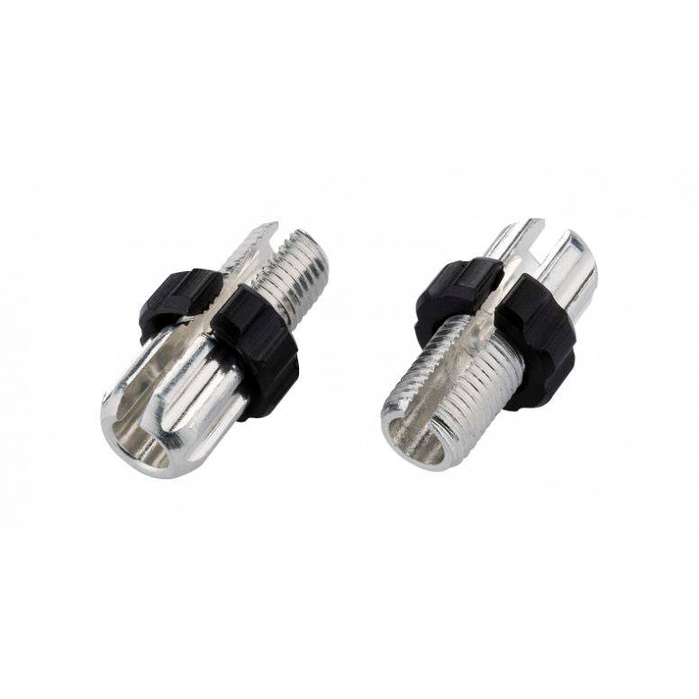 Set of 10 silver Jagwire M10 alloy adjusting barrels for precise brake cable tension adjustment in bike components.