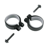 Pair of SKS Stay Mounting Clamps for suspension forks without eyelets, includes screws, suitable for bike suspension accessories.