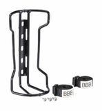 BBB BBC-81 StackRack luggage rack with cargo straps for bike packing, shown in black with secure straps and mounting hardware.