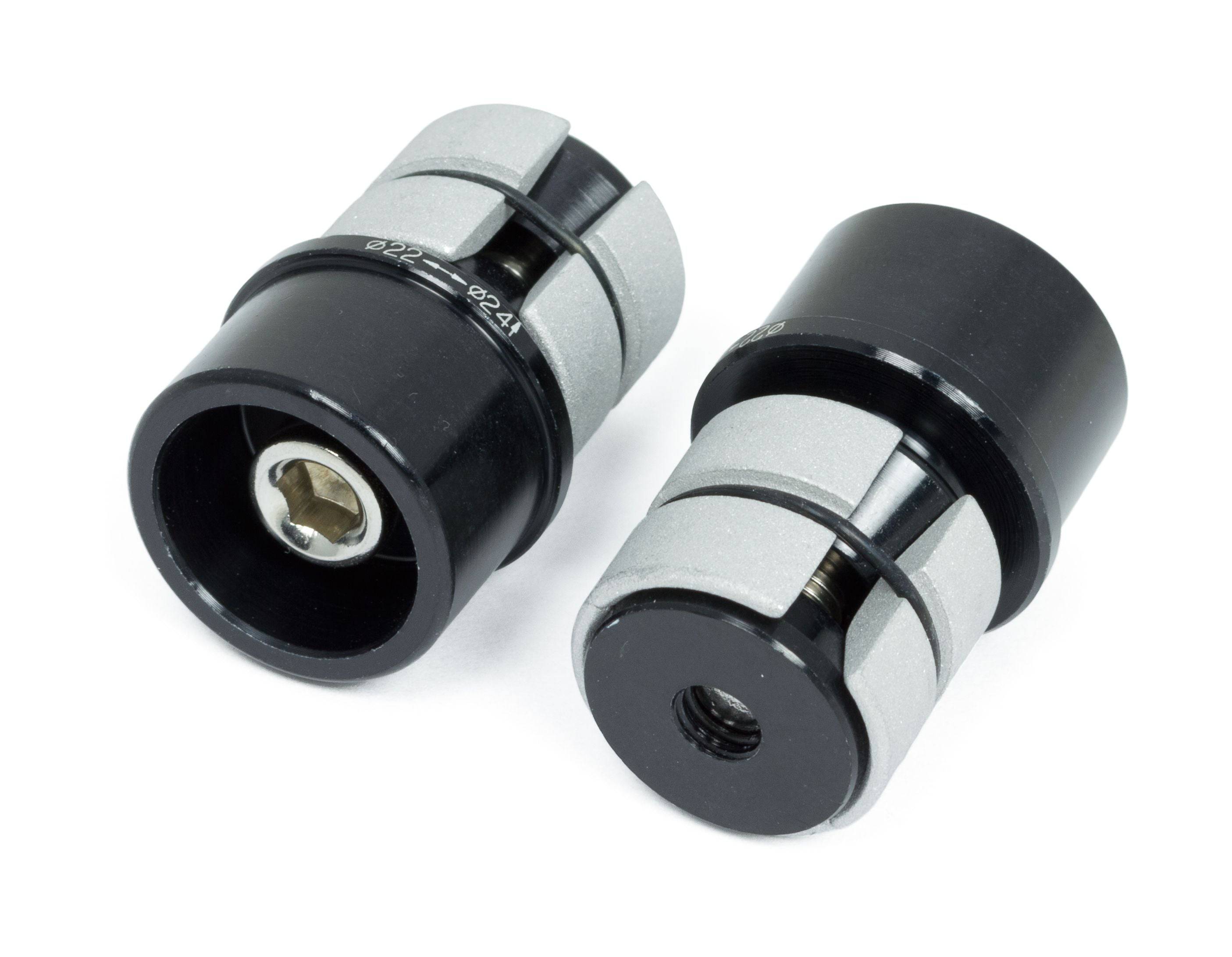 Vision Aero brake lever adaptors for DragOn levers on non-VisionTech handlebars, shown mounted on bicycle handlebars.