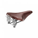 Brooks B67 Coil Spring saddle with chrome rails and micro-adjust seat post compatibility, designed for comfortable cycling.