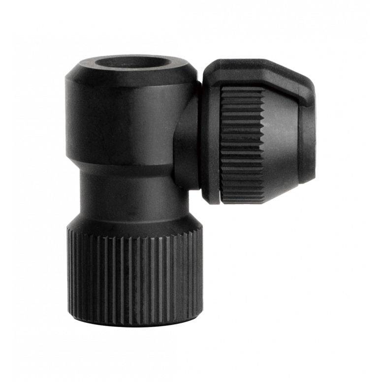 Topeak Nano Airbooster L CO2 inflator in black with Presta and Schrader valve adapters, compact bike pump accessory