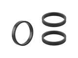 Bontrager 5mm alloy headset spacer pack with three black spacers for 1-1/8 inch bike steer tubes, 28.6mm diameter.