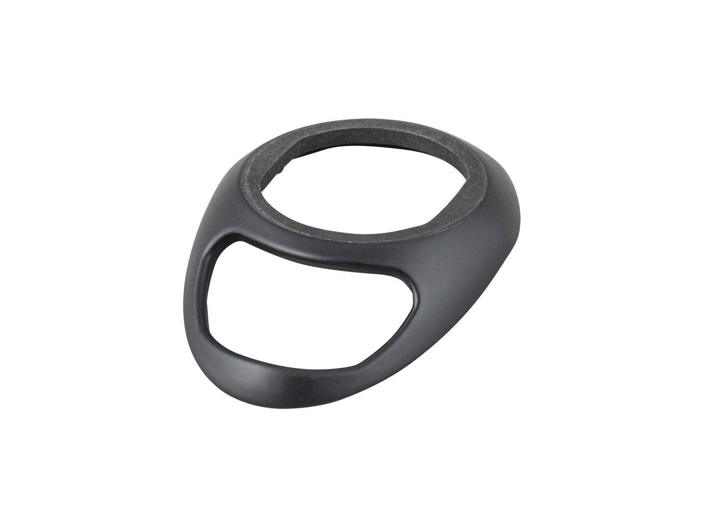 Black Trek Road Bike Integrated Headset Cable Routing Spacer for smooth steering, showing sleek bike component with precise fit.