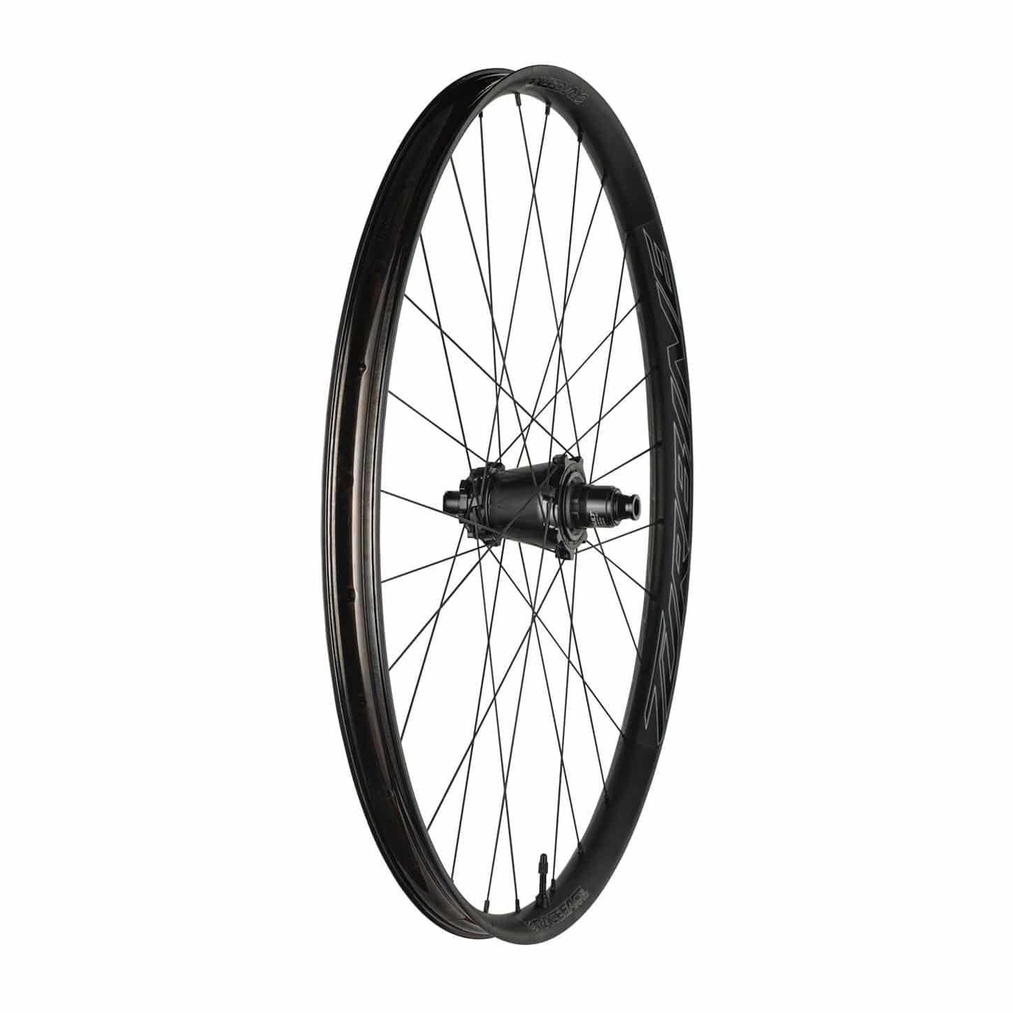 Race Face Turbine R 35mm alloy MTB wheels with Vault hub, tubeless-ready design, showcasing the sleek rim and hub details.