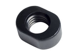 Black Trek full suspension rear shock mount nut for bike suspension components, securely attaching shock to the frame.