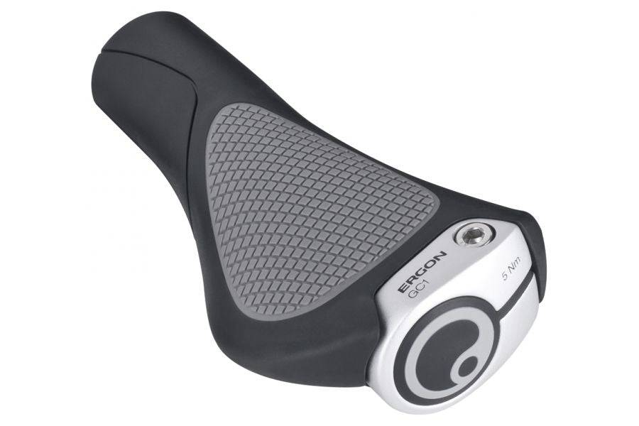 Ergon GC1 ergonomic bicycle grips for backwards-swept handlebars, compatible with standard and Rohloff/Nexus components